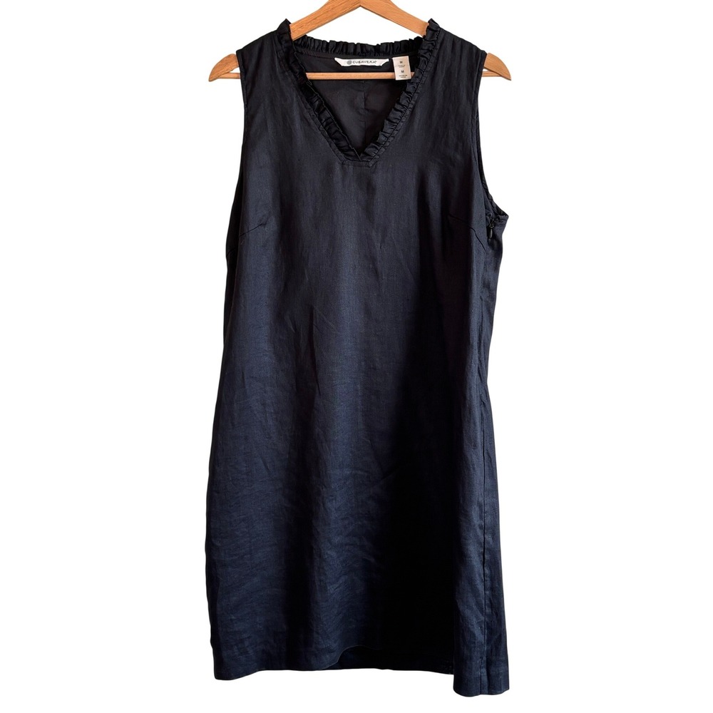 Cubavera‎ Shift Dress Black Womens Size M Ruffled Elevated Casual Travel Beach